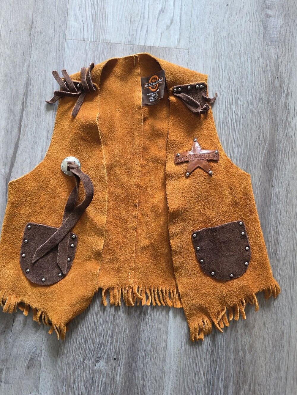 Vtg John R. Craighead Co Childs Leather Steamboat Vest Halloween Size M